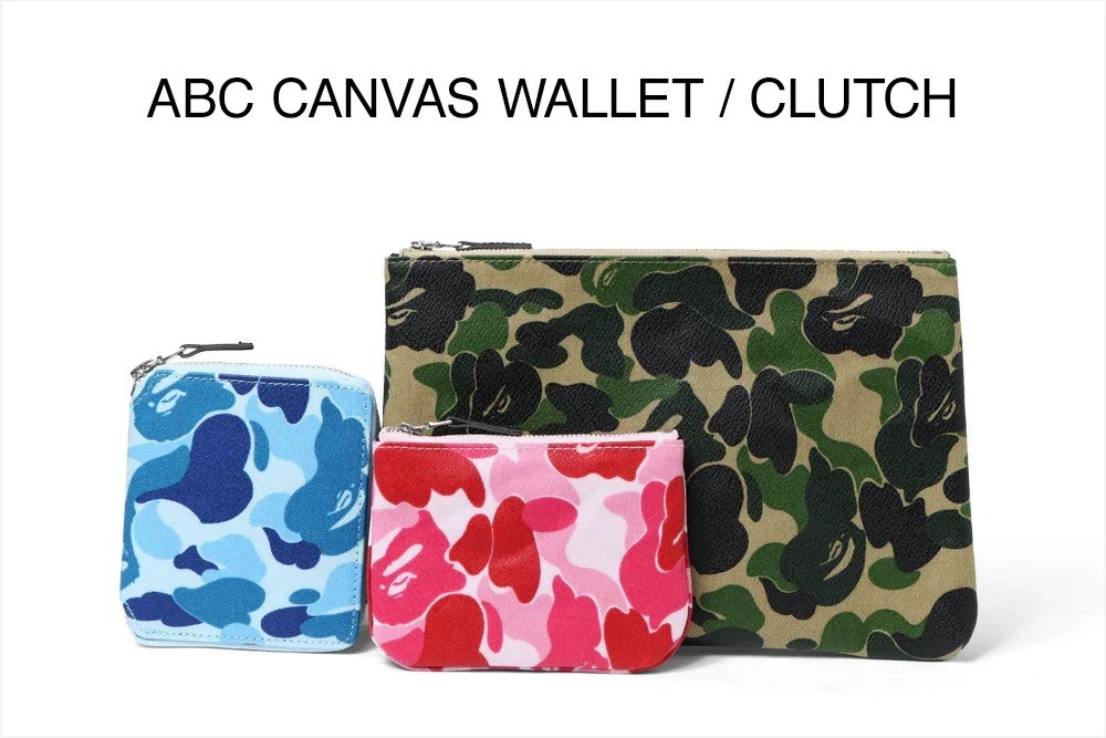 A BATHING APE (BAPE) Borsa borsa borsa da donna A Bathing Ape ABC tela pochette blu mimetica