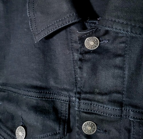 Diesel Denim Dark Blue Almost Black Jean Trucker Jacket Men’s XL Stretch - Picture 4 of 10