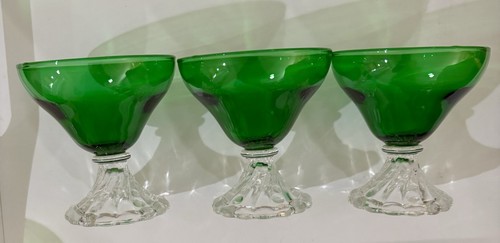 Set of 3 Vntg Anchor Hocking Burple Darker Green Glass Barware Sherbet/Ice Cream - Picture 8 of 11