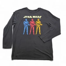 Star Wars Episode 9 Stormtrooper Long Sleeve Graphic T-Shirt Mens XL Gray Retro