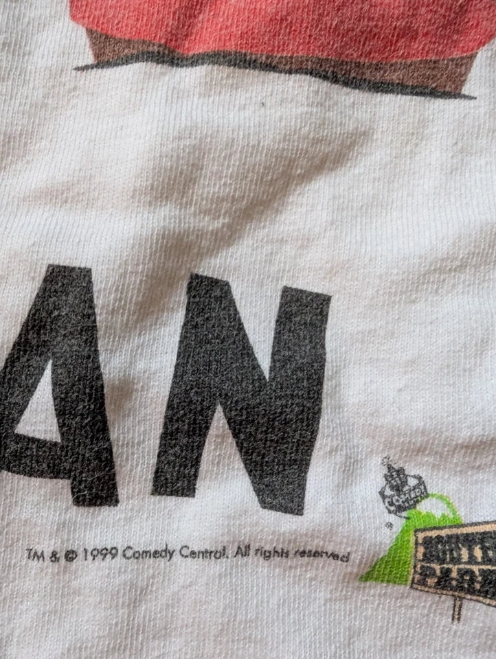 Vintage South Park Cartman White 1999 Comedy Central Shirt Large — 第 3/4 张图片