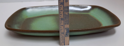 Vintage Frankoma Pottery Serving Snack Tray 5PS Prairie Green 9.5" x 6" - Picture 6 of 6