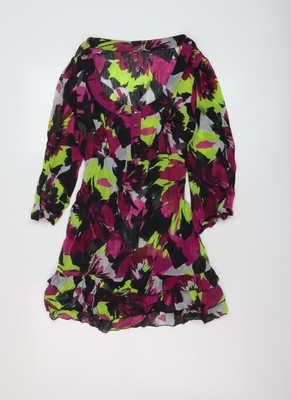 Per Una Damen Mehrfarbig Geometrisches Polyester Basic Bluse Größe 12 U-Ausschnitt
