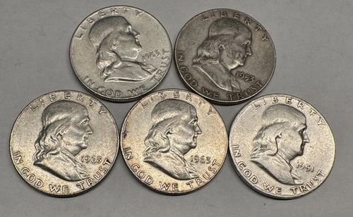 Lot # 1404 - Franklin Half Dollar - 90% Silver - 2.50 Face - Unknown Grade