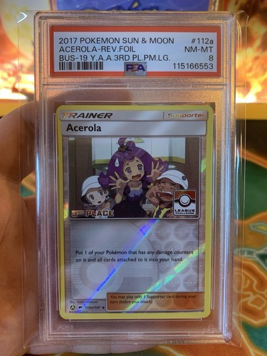 2017 Sun & Moon Burning Shadows Acerola 112a Pokemon League 3rd Place - PSA 8 - Picture 2 of 3