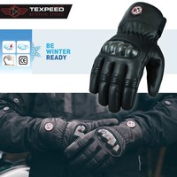 Texpeed Motorrad Leder Winter Handschuhe Wasserdicht CE Protektoren Motorrad