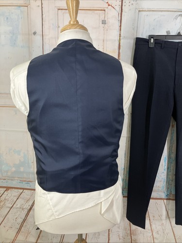 Mens Suit pants and Matching Vest Navy Blue Pinstripe 34" X 31" Casual Business - Picture 4 of 12