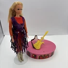 Vintage Live Action TNT PJ Barbie Doll, Stage, And Yellow Guitar 1970 HTF