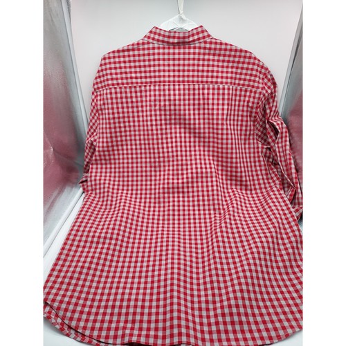 Crown & Ivy Herren XL rot grau Gingham Stretch Langarm Button Down Hemd - Bild 6 von 6
