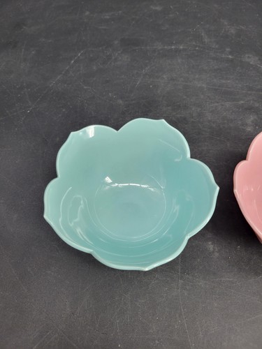 Beautiful Vintage Lotus Pastel Blue & Pink Nut Bowls 4 3/8 x 2 1/8" - Plz Read - Picture 9 of 24