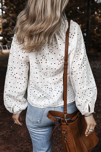 Paige Eyelet Embroidered Puff Sleeve Blouse - Picture 2 of 5