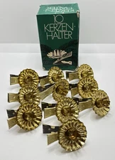 Kerzen Halter w/ Box 10 Christmas Clip On Candle Holders Brass Metal Germany