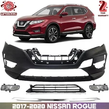 Front Bumper Cover Fascia & Lower Grille Kit For 2017-2020 Nissan Rogue