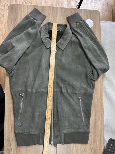 Neu Zara Wildleder Leder Flieger Bomber Jacke Grau Herren Größe L " - Bild 15 von 18