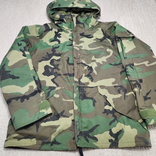 US Military Gore-Tex Woodland Camo Cold Weather Parka Jacke Large R ECWCS - Bild 1 von 12