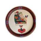 Set of 4 Vintage 90s Patchwork Santa Folk metal Decorative trays