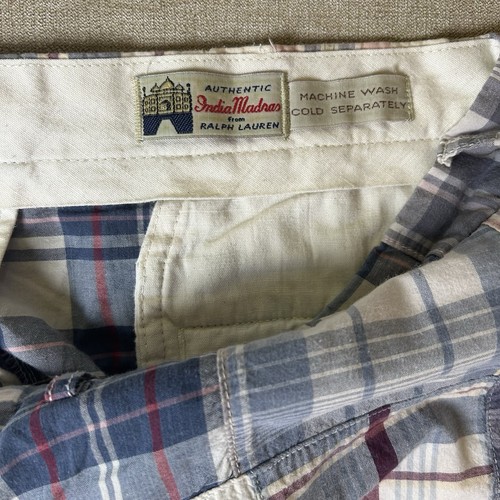 Ralph Lauren POLO Men's Madras Plaid Patchwork Shorts Size 38 Flat Front - Picture 7 of 11