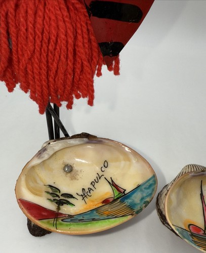 Vintage Figurines Metal Wire Doll Acapulco 1950’s Handmade Sea Shells Home Decor - Bild 4 von 12