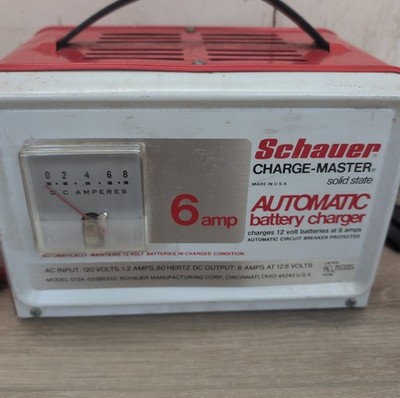 Vintage Schauer 6 Amp/12 Volt Battery Charger BR312 0134-02 Solid State Tested 