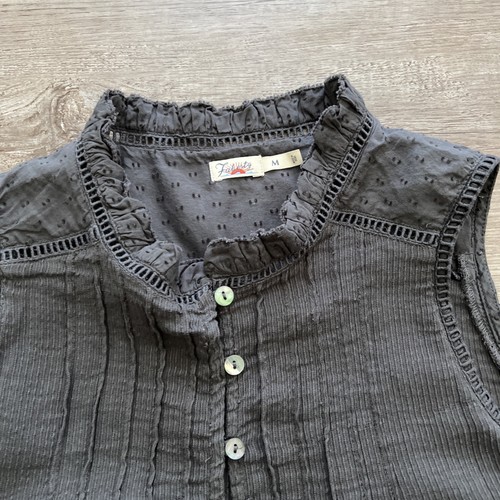 Faherty Willa ärmelloses Top Damen Medium gewaschen schwarz Ösenbesatz - Bild 3 von 10