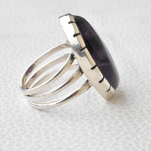 Anillo de joyería de plata de ley 925 con piedras preciosas de amatista trapiche estrella extremadamente raro - Imagen 6 de 8