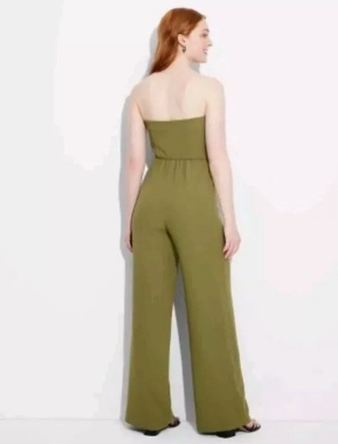 Wild Fable Women's Wide Leg Tube Jumpsuit - Small Green Removable Straps - NWT - Picture 2 of 14
