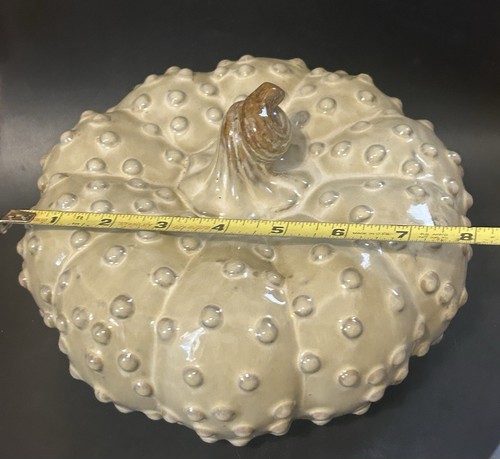 Vintage Cream Knobby Ceramic Pumpkin Marked And Numbered - Bild 6 von 8