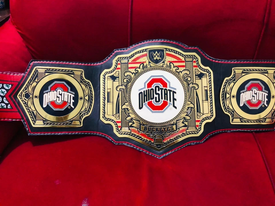 Пояс Ohio State Buckeye ТИТУЛ ЧЕМПИОНА РЕСТЛИНГА ВЗРОСЛЫЙ РАЗМЕР РЕПЛИКА 4 мм цинк - Изображение 2 из 4