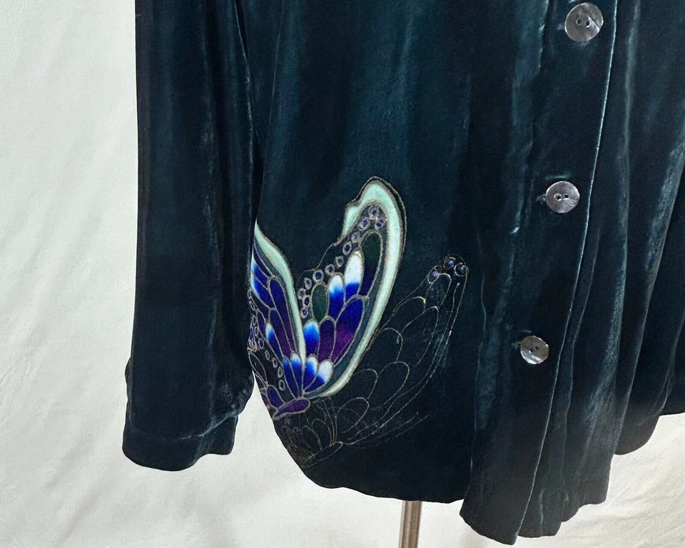 Chaqueta Chicos Grande 2 Azul Mariposa Terciopelo Mezcla Seda Colección Aniversario Foto 4 de 4