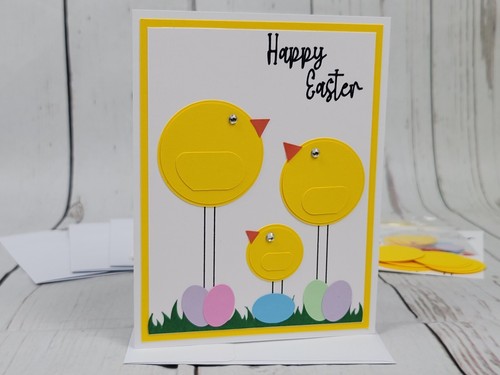 Kit de tarjetas de felicitación Feliz Pascua #14 [Lote de 4, hechos a mano, pollitos, huevos, pastel] - Imagen 1 de 6
