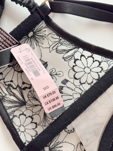 NUEVO CON ETIQUETAS VICTORIA'S SECRET Sujetador Bustier Push-Up Bordado Floral Muy Sexy, Talla 32D - Imagen 15 de 17