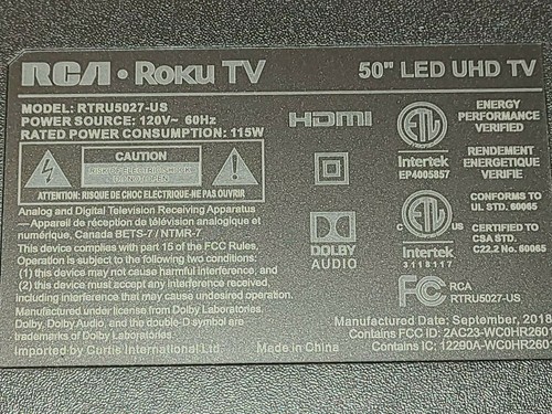 RCA ROKU RTRU5027-US Wi-Fi MODULE WCOHR2601  With Antenna and Cable - Picture 8 of 8