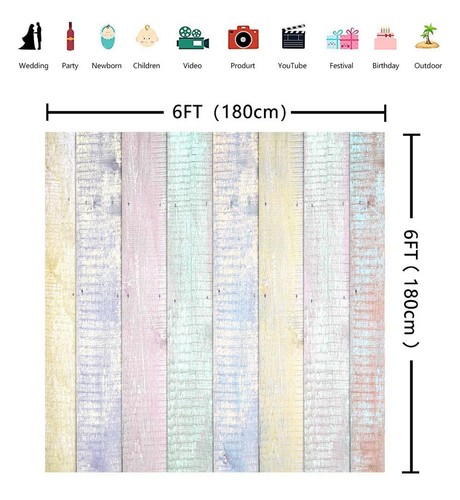 Bunter Holzboden Wand Foto Hintergrund Kindergeburtstag Babyparty Party Zubehör - Bild 9 von 11