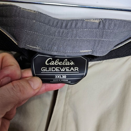 Cabelas Guidewear Beige Nylon Cargo Pants 3X 30L Adjustable Belt Pockets Gorp - Picture 4 of 11