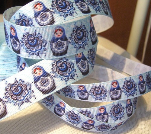 POUPÉE RUSSE Bleu ** 16 / 25 mm ** RUBAN GROS GRAIN / au choix - vendu au mètre - Photo 1 sur 3