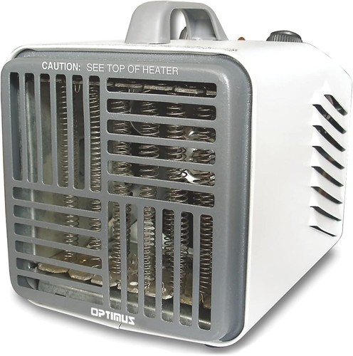 Optimus, 5.4 x 6.7 x 6.3 inch, White/Grey Mini Compact Utility Thermostat Heater - Picture 2 of 6