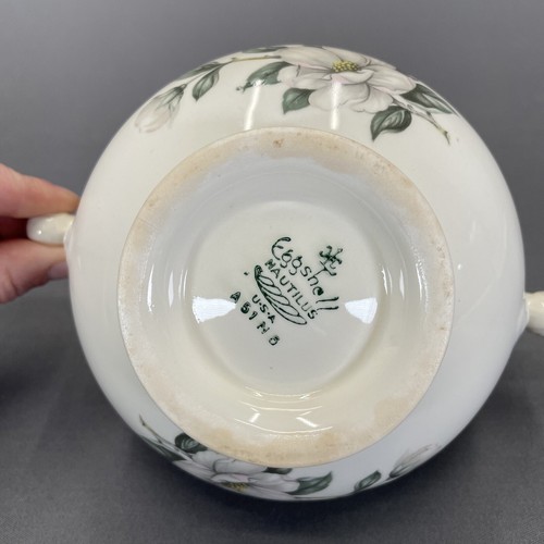 Homer Laughlin Magnolia Sugar Bowl with Lid Replacement Eggshell Nautilus Floral - Picture 7 of 8