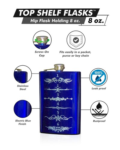 Engraved 8oz Powder Coated Flasks, Assorted Colors - Picture 1 of 9