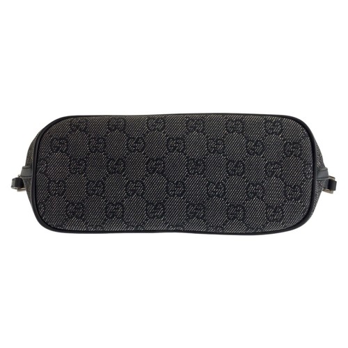 GUCCI 07198 Sac à main pochette accessoire noir noir argent vendu matériel GG toile/cuir