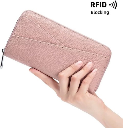 Mens/Womens Leather Large Capacity Credit Card Phone Holder RFID Blocking Wallet - Picture 21 of 34