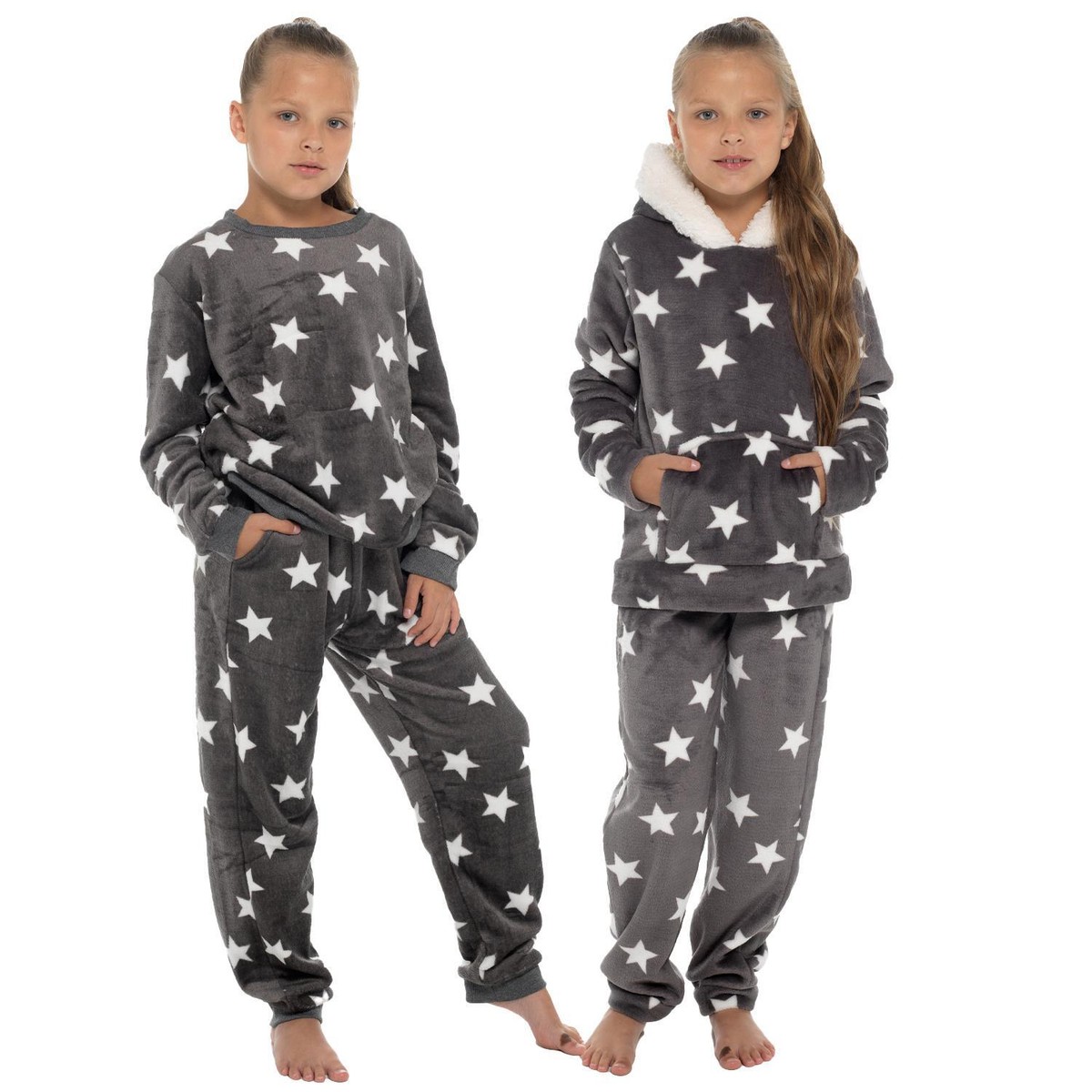 Girls Star Fleece Pyjamas Kids Long Sleeve Soft Winter Cosy Pyjama PJ Set eBay