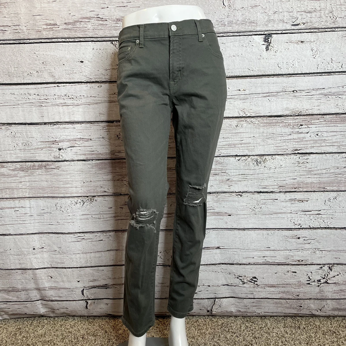 Ripped green cheap jeans