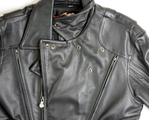 Harley Davidson Black Leather Jacket Women's Medium Vented Road Cruiser Embossed - Picture 6 of 11