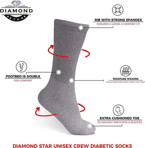 3 6 12 Pairs Men Women Circulatory Health Diabetic Crew Socks 9-11 10-13 13-15 - Picture 14 of 42