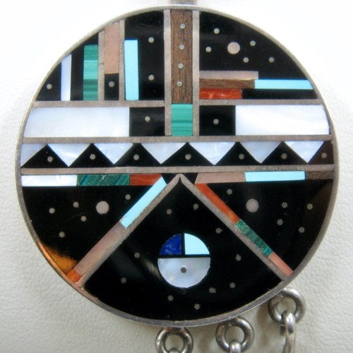 Fantastic Harold Smith Sterling Inlay Stones Navajo Necklace 26" - Picture 5 of 15