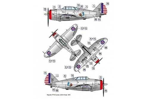 DORA WINGS 48029 Republic P-43 Lancer. Plastic model kit, 1:48 scale - Picture 6 of 6