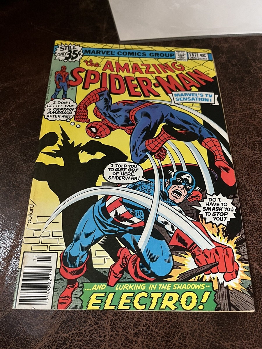 ⑧　MARVEL  SPIDER MAN AND CAPTAIN AMERICA Amazing Spider-Man 187 vs Captain America! Electro! Fine+
