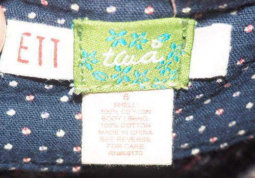 Chaqueta Blazer Anthropologie ETT TWA Pin-dot Azul Lunares Recortada Talla 6 - Imagen 4 de 4