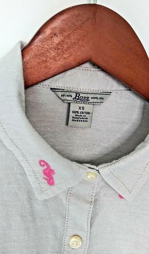 Camisa para mujer BASS talla XS color gris con mangas rosa caballitos de mar con lengüeta enrollable - Imagen 4 de 8