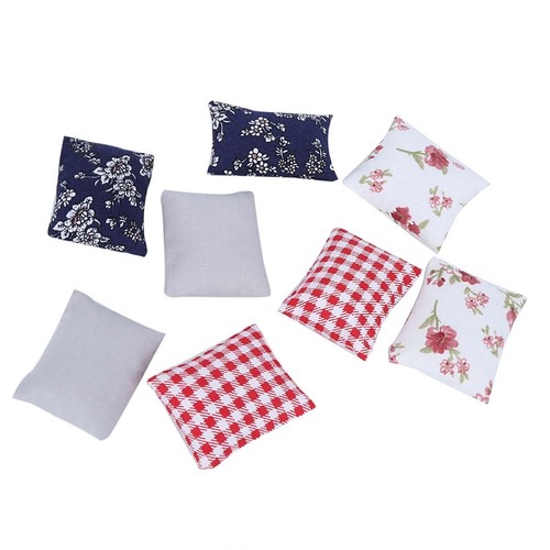 8pcs 1:12 Dollhouse Miniature Simulated Pillow Cushions Furniture Model Toy - Picture 2 of 12
